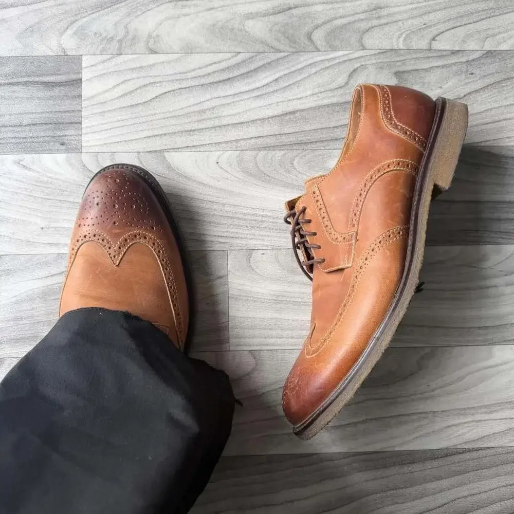 Johnston & Murphy Wingtip Oxfords Brown Leather Size 12M